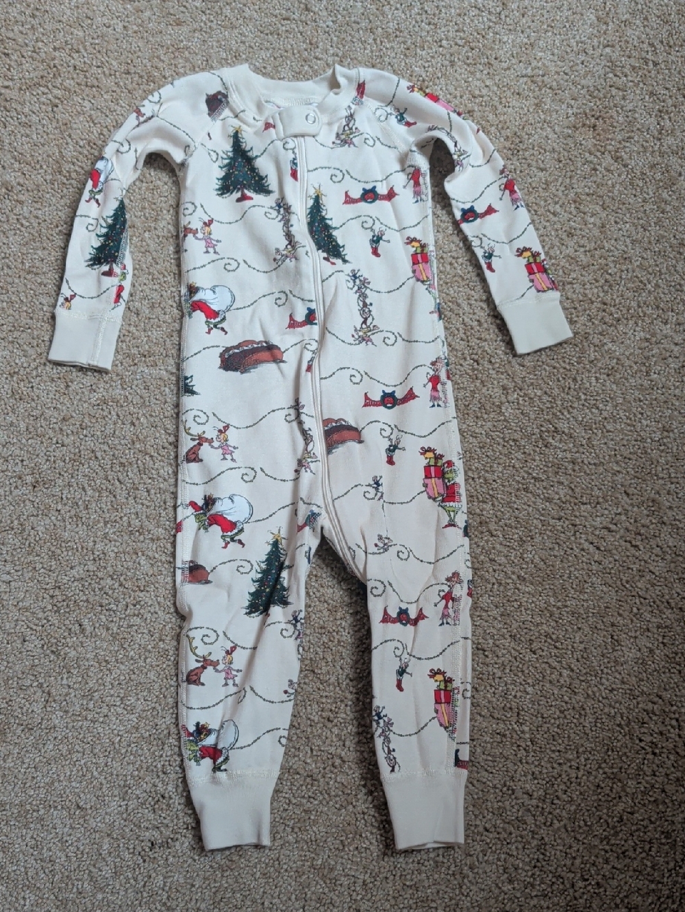 Grinch Holiday Tree Print One-Piece Pajamas